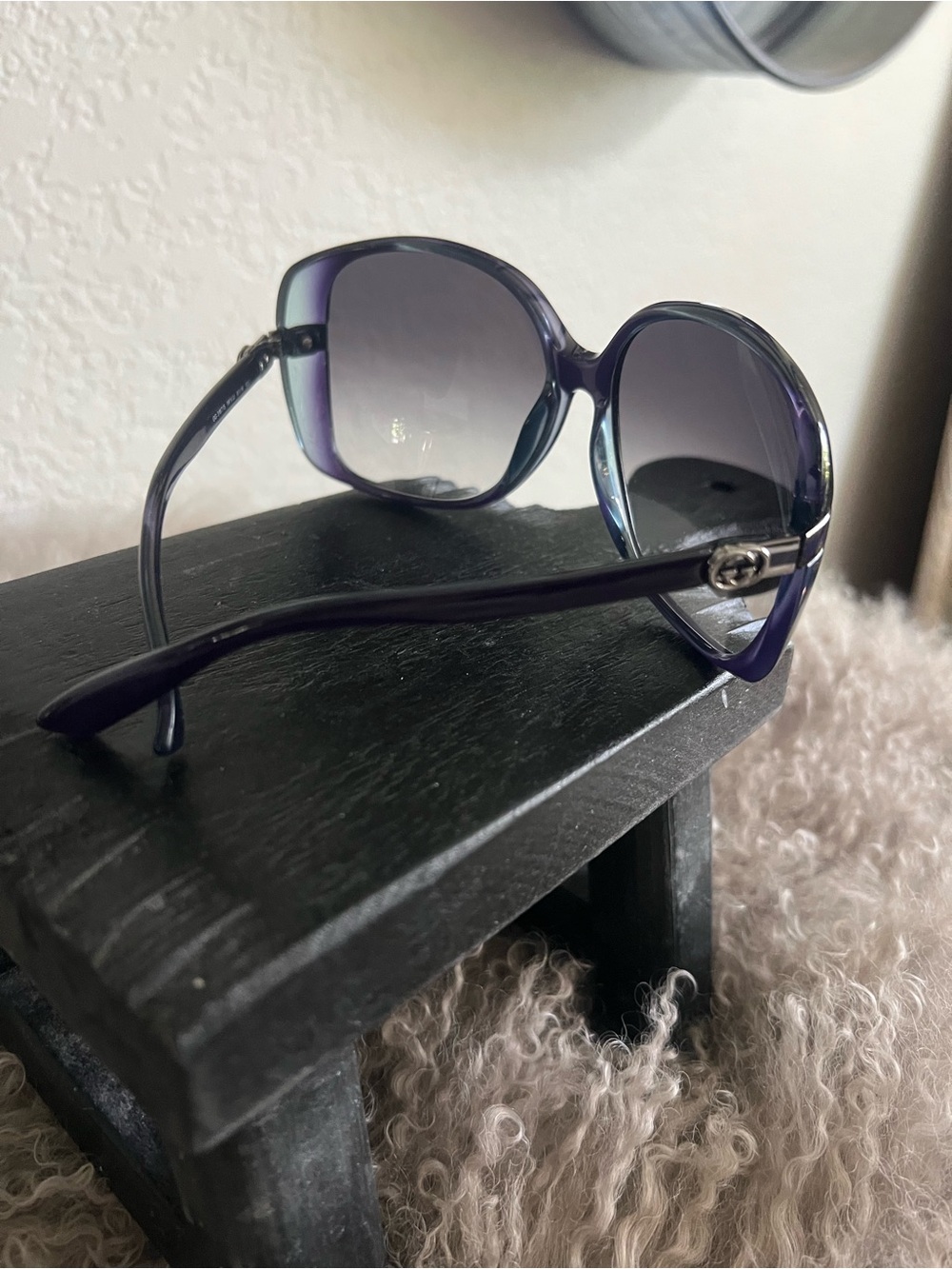Gucci Purple Gradient Oversized Women's Sunglasses with Silver Logo Accent